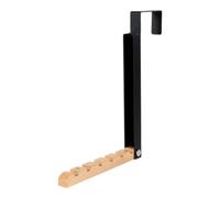 GoodHome Matt Black Wood Effect Steel 1 Hook Rail (L)18mm (H)193mm