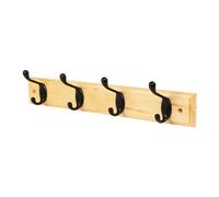 GoodHome Matt Natural Pine 4 Hook Rail (L)458mm (H)95mm