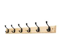 GoodHome Matt Natural Pine 6 Hook Rail (L)685mm (H)95mm