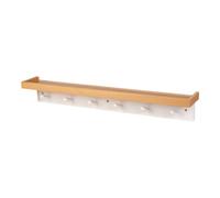 GoodHome Matt Natural & White Pine 6 Hook Rail (L)630mm (H)90mm