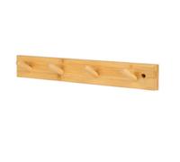 GoodHome Matt Natural Wood Effect 4 Hook Rail (L)450mm (H)60mm