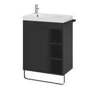 GoodHome Maza Black Freestanding Vanity Unit & Basin Set - Includes Towel Rail (W)650mm (H)820mm