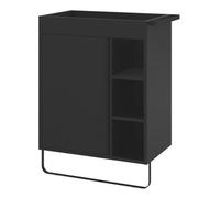 GoodHome Maza Slimline Matt Black Single Wall-Mounted Bathroom Cabinet (H) 820mm (W) 650mm