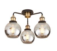 GoodHome Mebel Matt Glass & Metal Antique Brass Effect 3 Lamp Led Ceiling Light