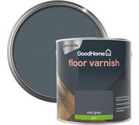 GoodHome Mid Grey Satin Floor Wood Varnish, 2.5L