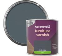 GoodHome Mid Grey Satin Multi-Surface Furniture Wood Varnish, 250Ml