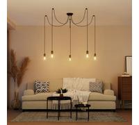 GoodHome Milne Spider Matt Black & Antique Brass 5 Lamp Pendant Ceiling Light, (Dia)2000mm