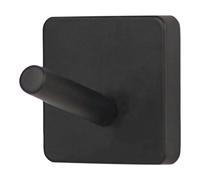 GoodHome Minimalist Black Zinc Alloy Wall-Mounted Square Single Hook (H)50mm (D)52mm