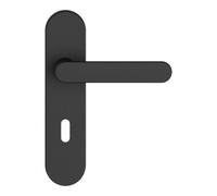 GoodHome Minzh Black Straight Lock Door Handle (L)120mm (D)53.5mm Pair