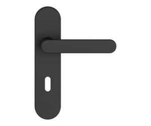 GoodHome Minzh Black Straight Lock Door Handle (L)120mm (D)53.5mm Pair