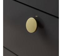 GoodHome Minzh Brushed Aluminium Gold Effect Round Furniture Knob (Dia)35mm, Pack Of 2