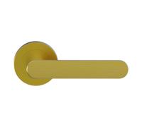 GoodHome Minzh Brushed Brass Effect Aluminium & Zamak Straight Lever On Rose Door Handle (L)120mm, Pair