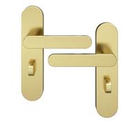 GoodHome Minzh Brushed Brass Effect Arch Lock Door Handle (L)120mm (D)53mm, Pair