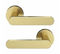 GoodHome Minzh Brushed Brass Effect Round Latch Door Handle (L)120mm (D)53mm, Pair Of 2