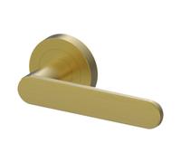 GoodHome Minzh Brushed Brass Effect Aluminium & Zamak Straight Lever On Rose Door Handle (L)120mm, Pair