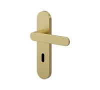 GoodHome Minzh Brushed Brass Effect Aluminium Alloy & Steel Straight Door Handle (L)120mm (D)53.5mm