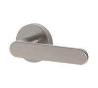 GoodHome Minzh Brushed Grey Nickel Effect Aluminium & Zamak Straight Lever On Rose Door Handle (L)120mm, Pair