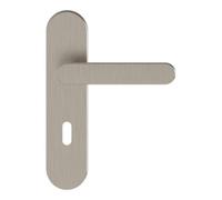 GoodHome Minzh Brushed Grey Nickel Effect Aluminium Alloy & Steel Straight Door Handle (L)120mm (D)53.5mm