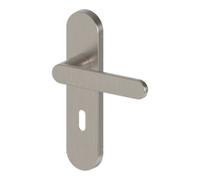 GoodHome Minzh Brushed Grey Nickel Effect Aluminium Alloy & Steel Straight Door Handle (L)120mm (D)53.5mm