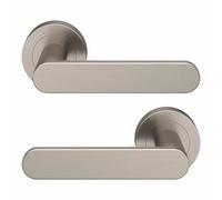 GoodHome Minzh Brushed Nickel Effect Round Latch Door Handle (L)120mm, Pair