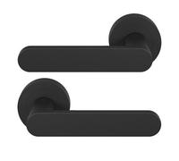 GoodHome Minzh Jet Black Round Latch Door Handle (L)120mm, Pair