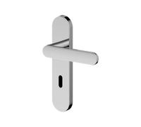 GoodHome Minzh Polished Grey Chrome Effect Straight Lock Door Handle (L)120mm (D)53.5mm Pair