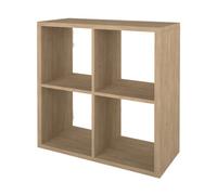 GoodHome Mixxit Natural Oak Effect Freestanding 4 Shelf Cube Shelving Unit, (H)734mm (W)735mm