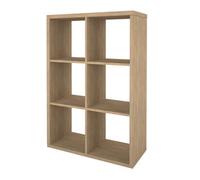 GoodHome Mixxit Natural Oak Effect Freestanding 6 Shelf Rectangular Shelving Unit, (H)1080mm (W)735mm