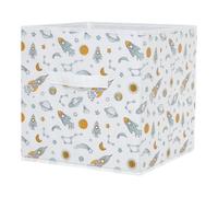 GoodHome Mixxit Space White Cardboard, Polyester (Pes) & Polypropylene (Pp) Foldable Storage Basket (H)31Cm (W)31Cm (D)31Cm