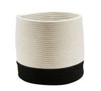 GoodHome Mixxit White & Black Rope Effect Cotton Storage Basket (H)30Cm (W)30Cm (D)30Cm