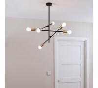 GoodHome Monzoni Satin Black Gold Effect 6 Lamp Pendant Ceiling Light, (Dia)515mm