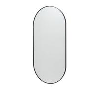 GoodHome Muhely Brushed Black Modern Oval Wall-Mounted Framed Mirror, (H)100.9Cm (W)50.9Cm