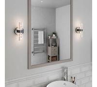GoodHome Myvat Bubble Silver Chrome Effect Double Bathroom Wired Wall Light