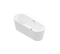 GoodHome Nakina Gloss White D-Shaped Left Or Right-Handed Back To Wall Double Ended Bath With 0 Tap Holes (L)160Cm (W)75Cm