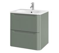 GoodHome Nevado Matt Green Wall-Mounted Vanity Unit & Basin Set (W)600mm (H)600mm