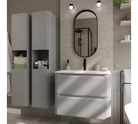 GoodHome Nevado Matt Grey Wall-Mounted Vanity Unit & Basin Set (W)800mm (H)600mm