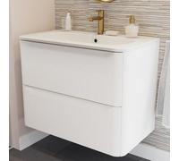 GoodHome Nevado Matt White Wall-Mounted Vanity Unit & Basin Set (W)800mm (H)600mm