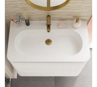 GoodHome Nevado Satin White Rectangular Vanity Basin (W)80.4Cm