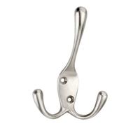 GoodHome Nickel Effect Zinc Alloy Wall-Mounted Triple Hook (H)53mm (D)86.3mm