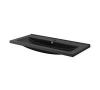 GoodHome Nira Matt Black Rectangular Vanity Basin (W)101.5Cm