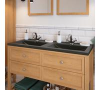 GoodHome Nira Matt Black Rectangular Vanity Basin (W)121.5Cm