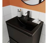 GoodHome Nira Matt Black Rectangular Vanity Basin (W)50Cm