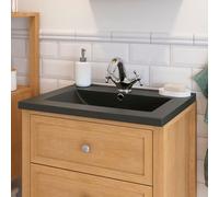 GoodHome Nira Matt Black Rectangular Vanity Basin (W)61.3Cm