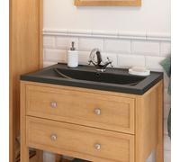 GoodHome Nira Matt Black Rectangular Vanity Basin (W)81.4Cm