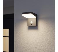 GoodHome Non-Adjustable Black Solar-Powered Integrated Led 6.3W Pir With Motion Sensor Rectangular Outdoor Wall Light