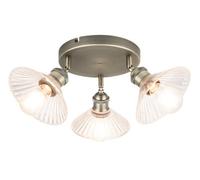 GoodHome Northwich Plate Satin Antique Brass Effect 3 Light Spotlight
