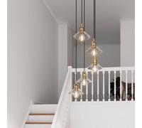 GoodHome Northwich Round Satin Pewter Effect 5 Lamp Led Pendant Ceiling Light, (Dia)250mm