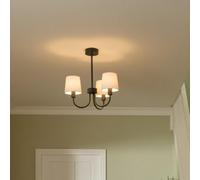GoodHome Nunbird Matt Fabric & Metal Black & White 3 Lamp Led Ceiling Light