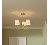 GoodHome Nunbird Satin Fabric & Metal Cream Brass Effect 3 Lamp Led Ceiling Light