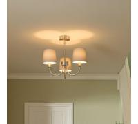 GoodHome Nunbird Satin Fabric & Metal Grey Silver Effect 3 Lamp Led Ceiling Light